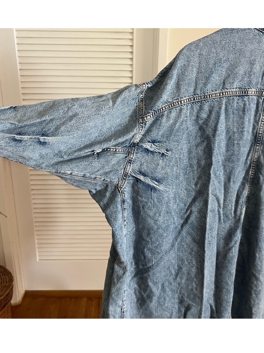 Anthropologie longline denim duster or dress size 1X coat - Picture 10 of 11